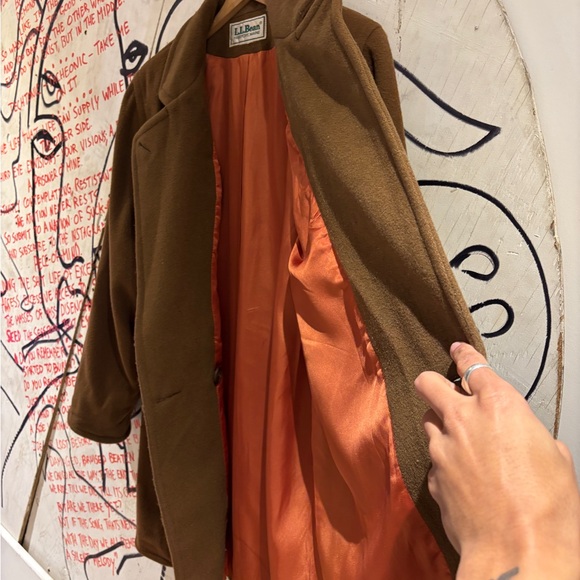 Vintage 80s LL Bean Wool Blend Double Breasted Overcoat Made In USA - Picture 8 of 13